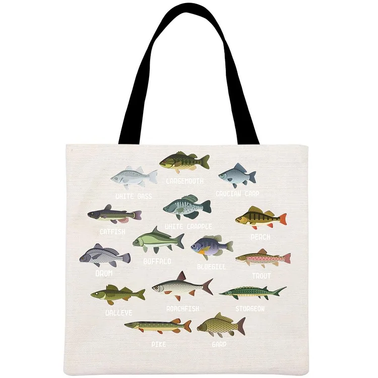 Type Of Fish Fishing Love Printed Linen Bag-Annaletters