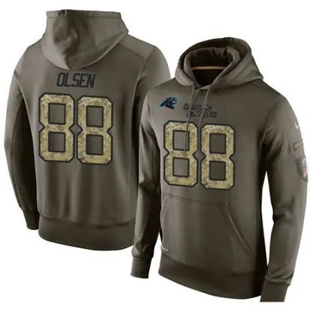 NFL Men's  Carolina Panthers #88 Greg Olsen Stitched Green Olive Salute To Service KO Performance Hoodie
