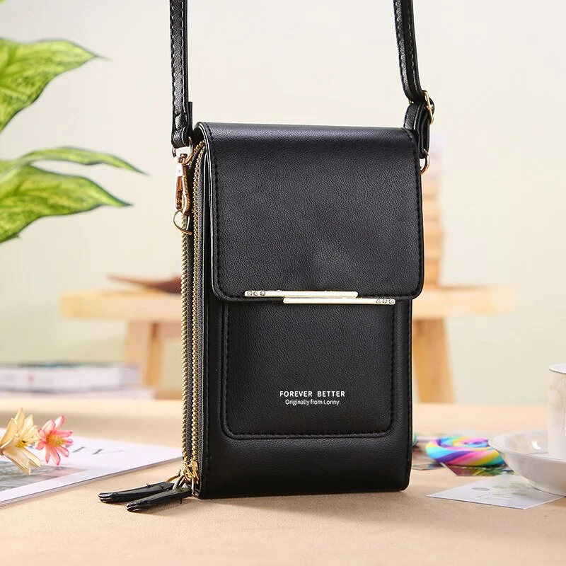 Mongw Screen Mobile Phone Shoulder Bags for Women Mini Card Holder Wallet Coin Purse Soft Leather Crossbody Female Bag