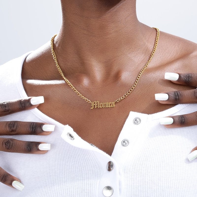 Custom Name Chain Letters Pendant Personalized Necklace Jewelry-VESSFUL