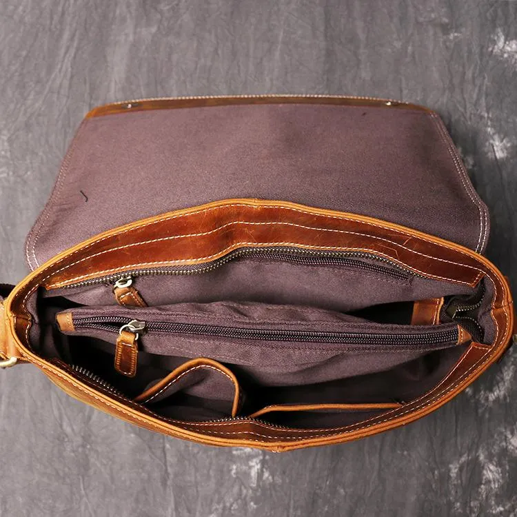 Men's Leather Vintage Crossbody A4 Briefcase