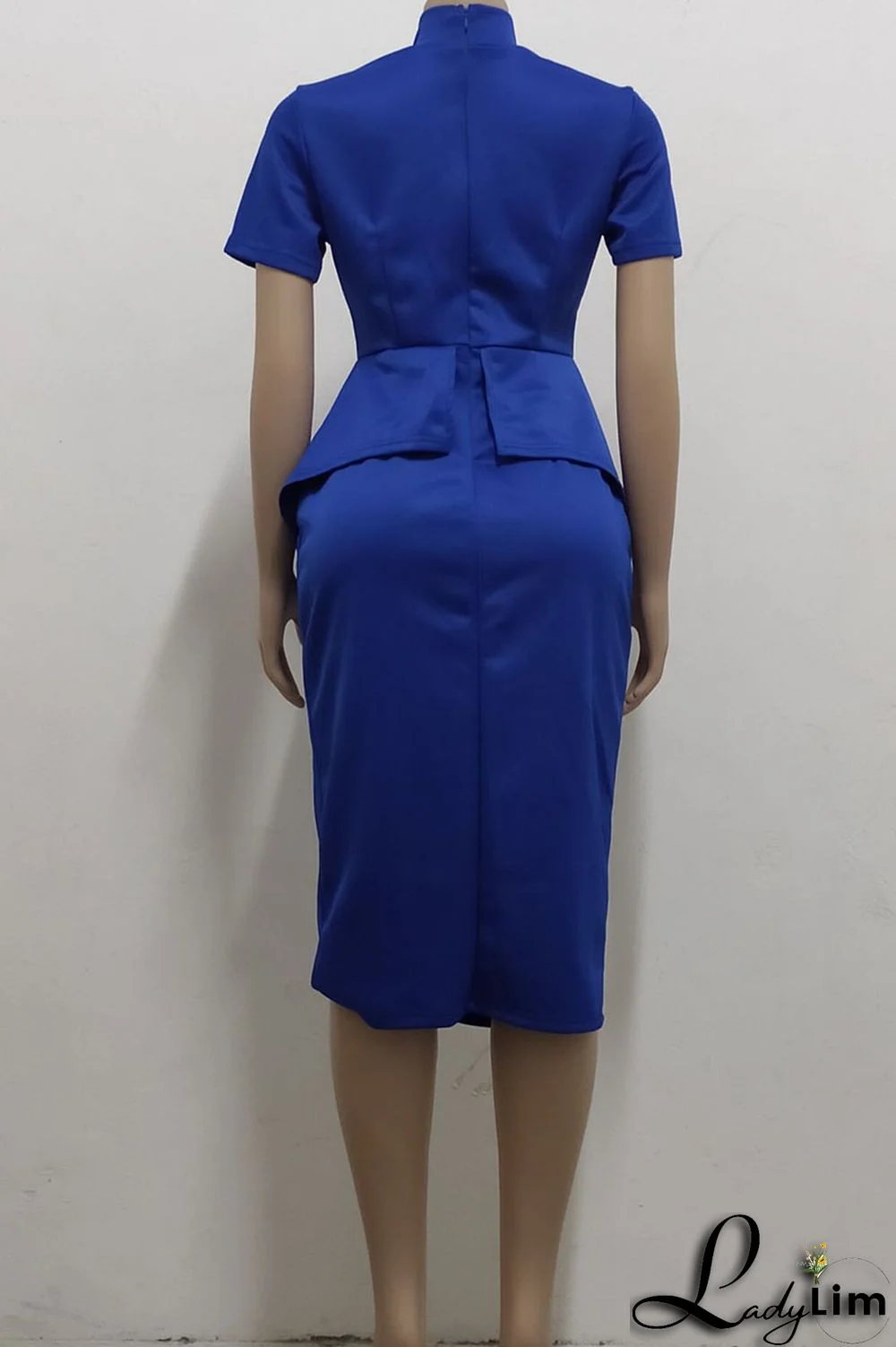 Coral Powder Casual Solid Patchwork Asymmetrical With Bow O Neck One Step Skirt Dresses