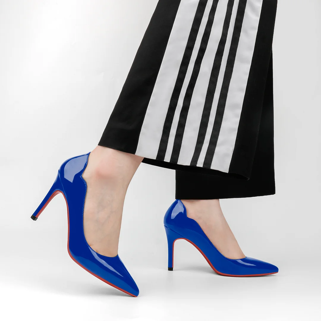 90mm Women's Pointed Toe Kitten Heels Hot Chick Red Bottom Stiletto Pumps for Wedding-MERUMOTE