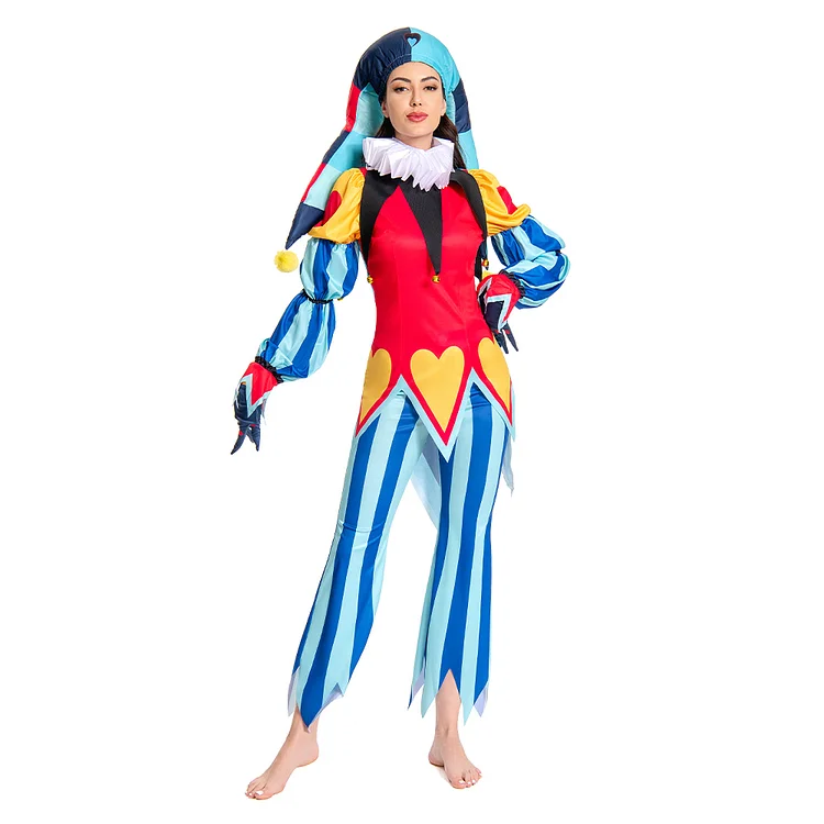 Helluva Boss Fizzarolli Red Clown Suit With Hat Hazbin Hotel Outfits Cosplay Costume Halloween Carnival Suit