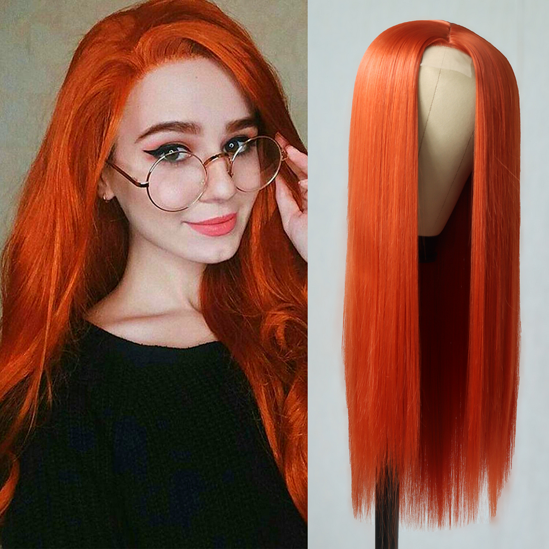 Zaesvini Hair®|Orange Synthetic Lace Wig Zaesvini