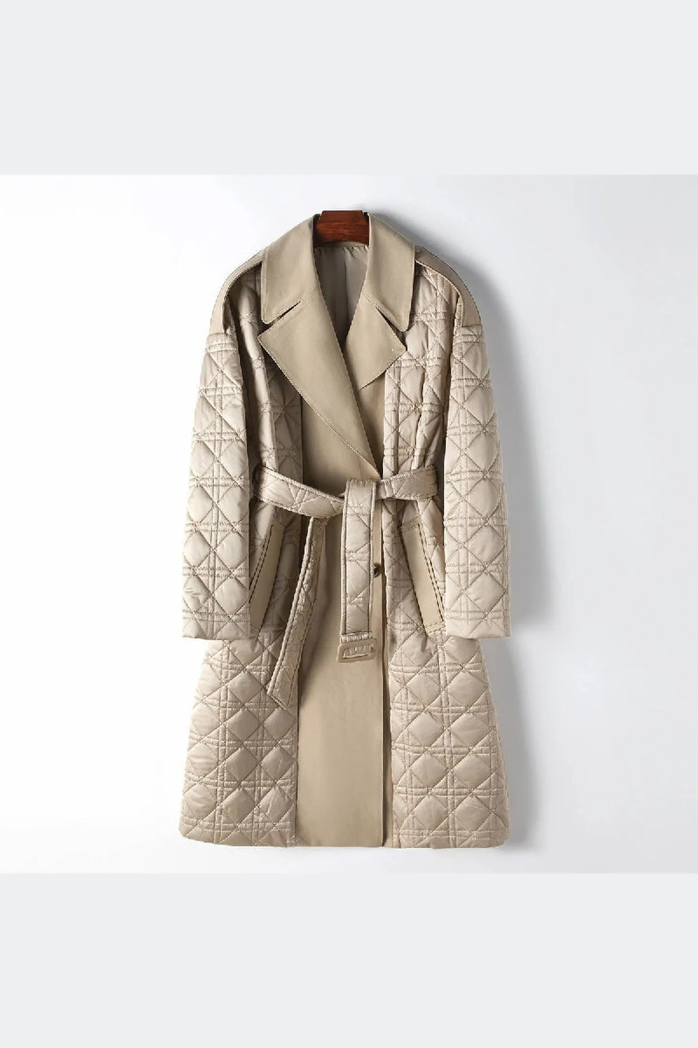 Women's Quilted Coat &ndash; Belted Longline Winter Layer