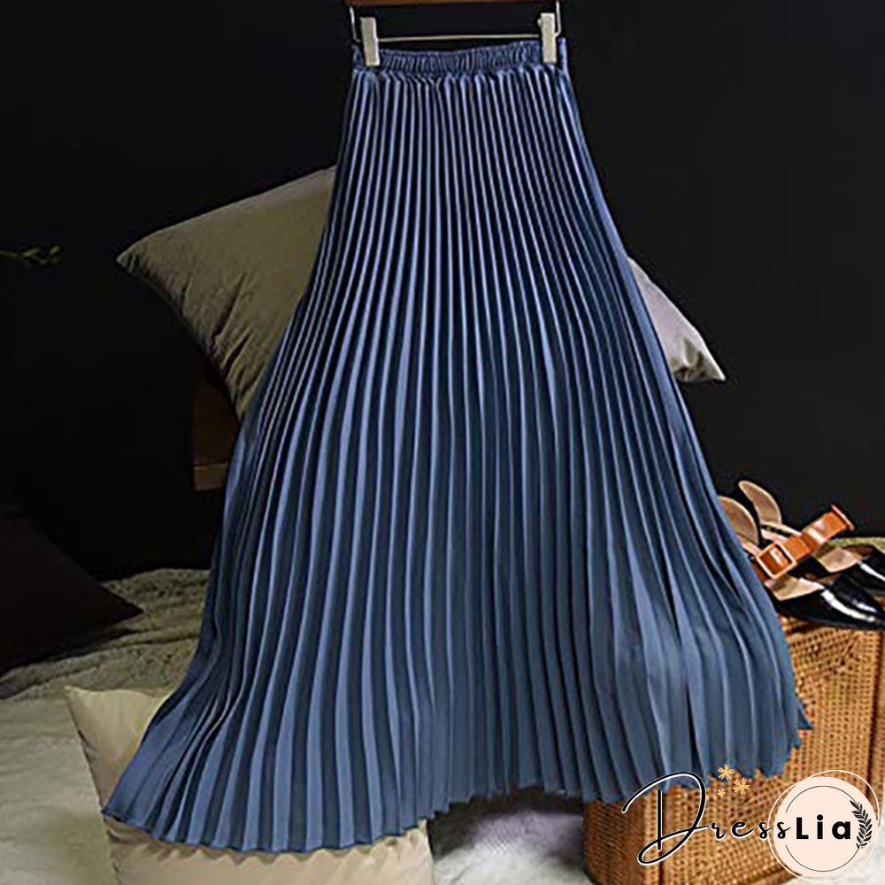 Summer New Fashion Women's Skirt One Size Multicolor Solid Pleated Skirt