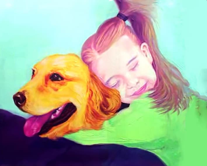 

Golden Retriever With Girl – Paint By Numbers - 40*50CM, 501 Original
