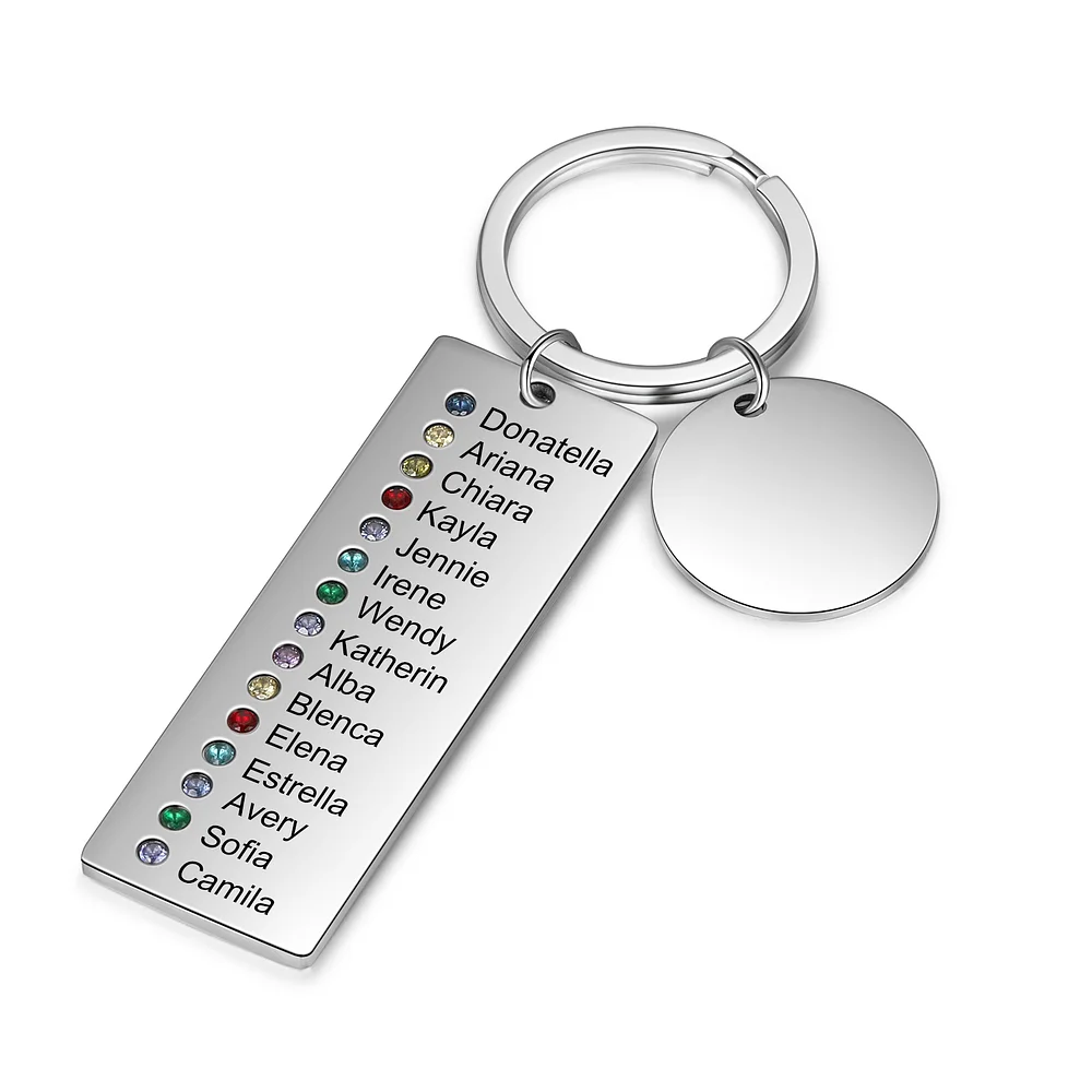 Personalisierter 15 Namen mit Geburtsstein Schlüsselanhänger t1-n15-b15 Kettenmachen