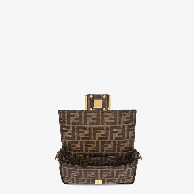 fendi mini baguette brown fabric bag