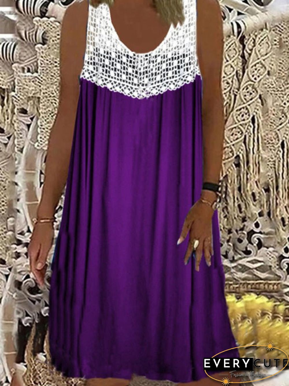 Women'S Dresses Round Neck Sleeveless Casual Dress