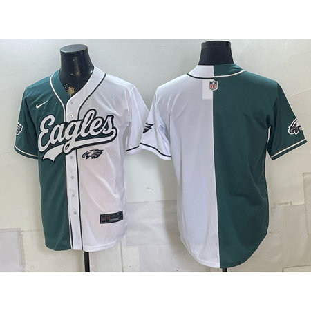 Men's Philadelphia Eagles Green Split Cool Base Stitched Baseball Jersey C24F