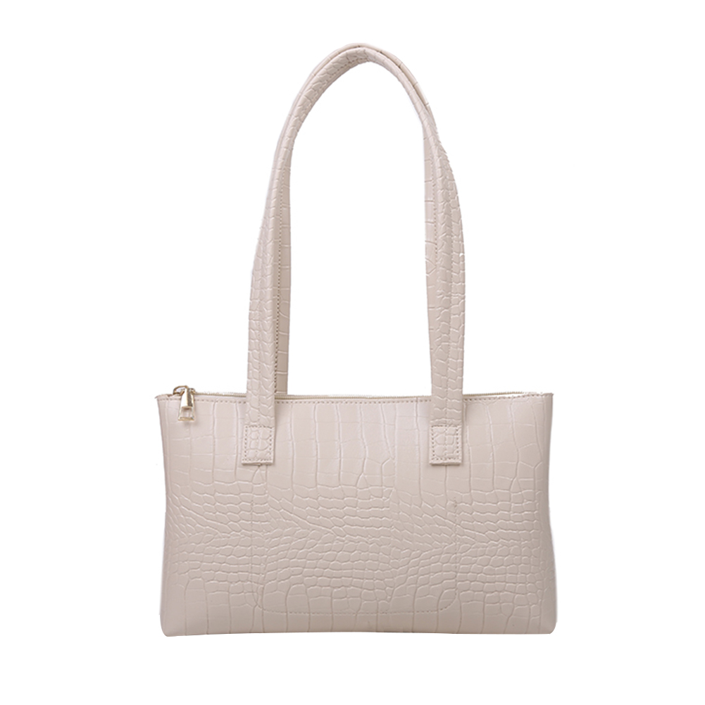 

Simple Alligator PU Handbags Large Capacity Solid Shoulder Totes Bags, White, 501 Original