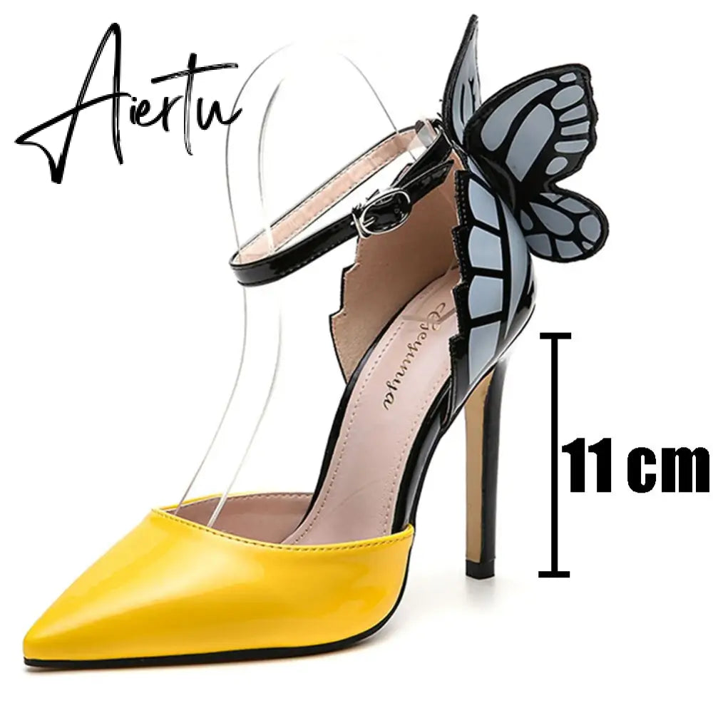 Brand New Summer Sandals Women Dress Party Sexy Thin High Heels Woman Shoes Office Ladies Butterfly Luxury Fashion Sandals Aiertu