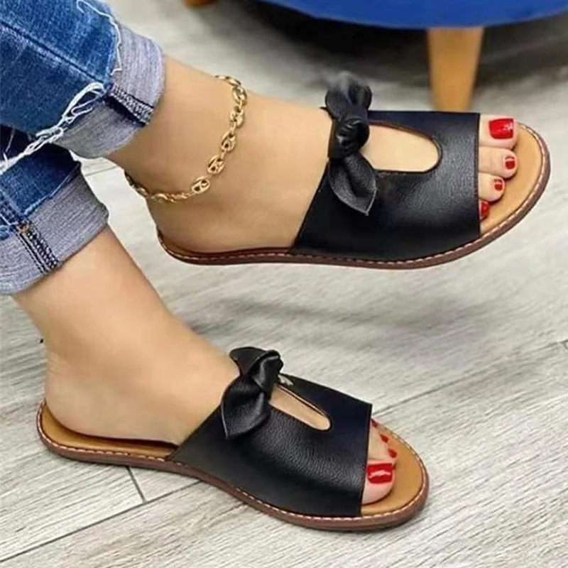 Fashion Women Sandals Shoes Open Toe Vintage Summer Beach Shoes Women Casual Slipper Women Cute Butterfly-Knot Zapatillas Muje
