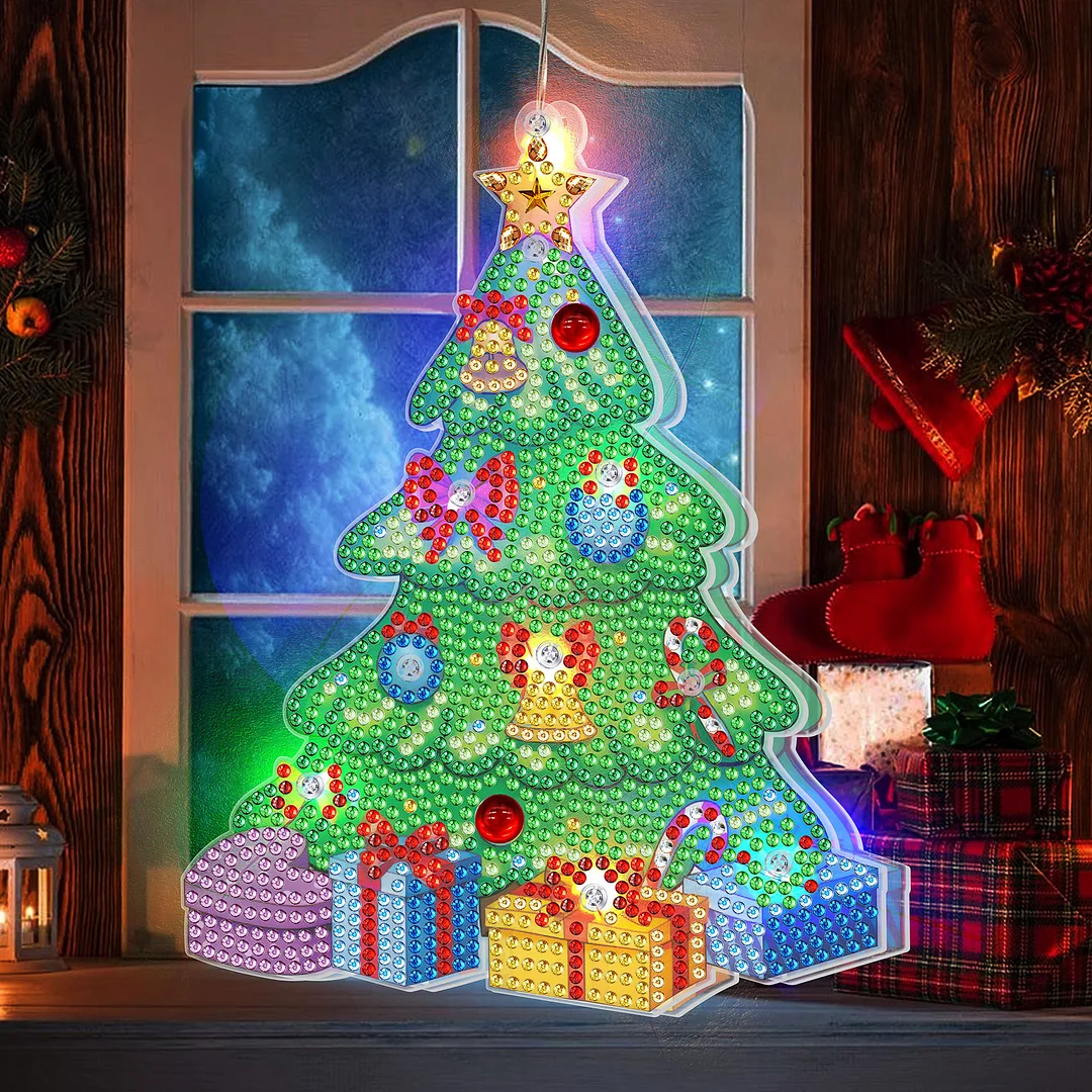 5D Christmas Diamond Painting Hanging Light Festive Rhinestone Lamp Pendant