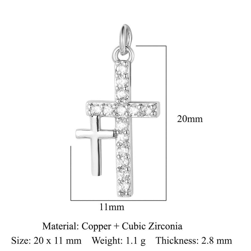3 Pieces Copper Zircon 18K Gold Plated Cross Moon Eye