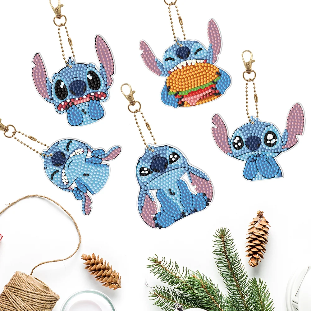 5pcs DIY Diamond Painting Acrylic Keychain - Stitch(Single Side)