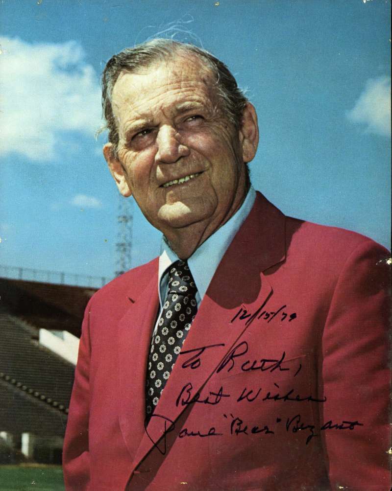 Paul Bear Bryant Psa Dna Coa Autograph 8x10 Photo Poster painting Hand Signed