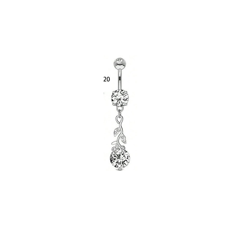 1 Piece Belly Rings Minimalist Classic Style Water Droplets 304 Stainless Steel Inlay Zircon Belly Rings