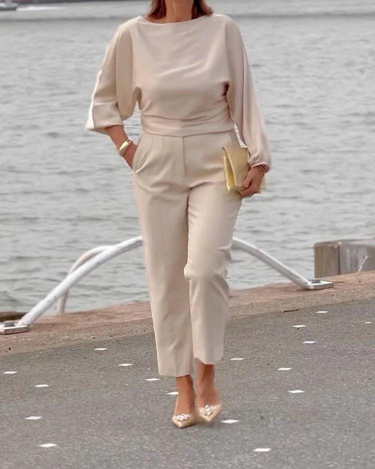 Solid Color Simple Two-Piece Set