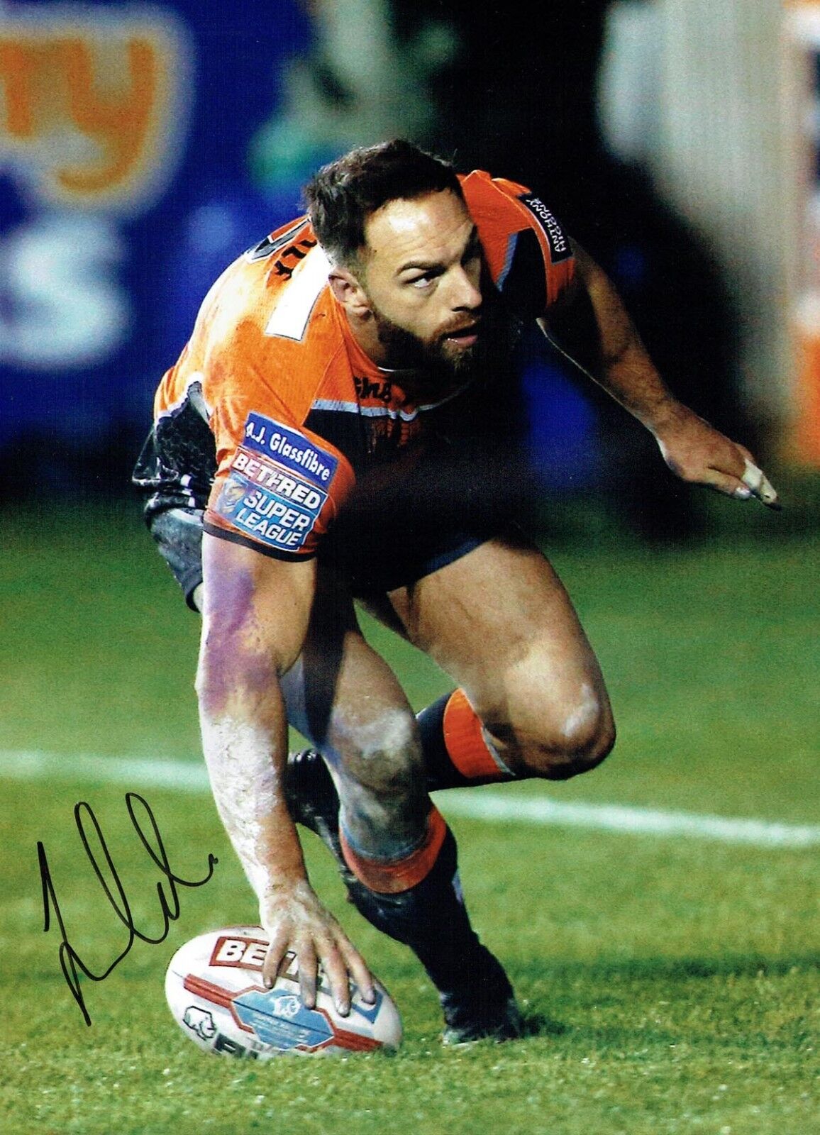 Luke GALE Castleford Tigers Rugby Signed Autograph 16x12 Photo Poster painting 3 AFTAL COA