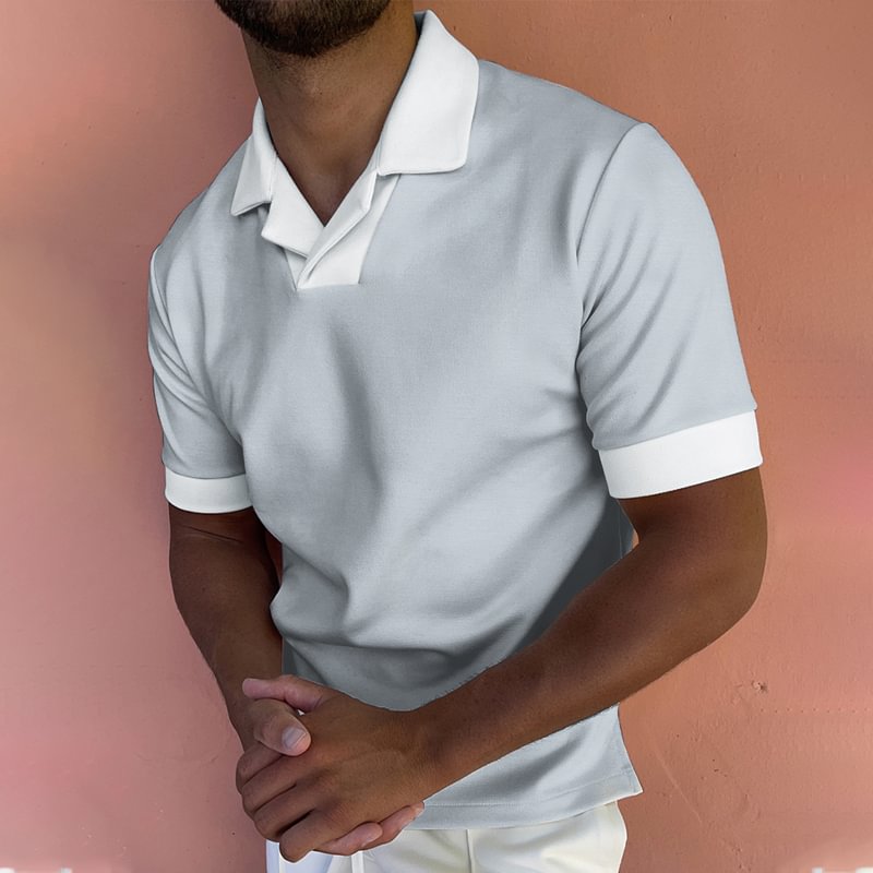Color Block Short Sleeve Polo Shirt-Compassnice®