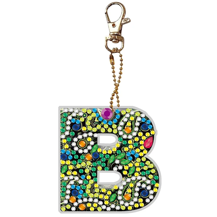 【Key-chain】DIY Diamond Art Keychains Handmade Point Drill Key Ring Letters Lady Bag Pendant gbfke