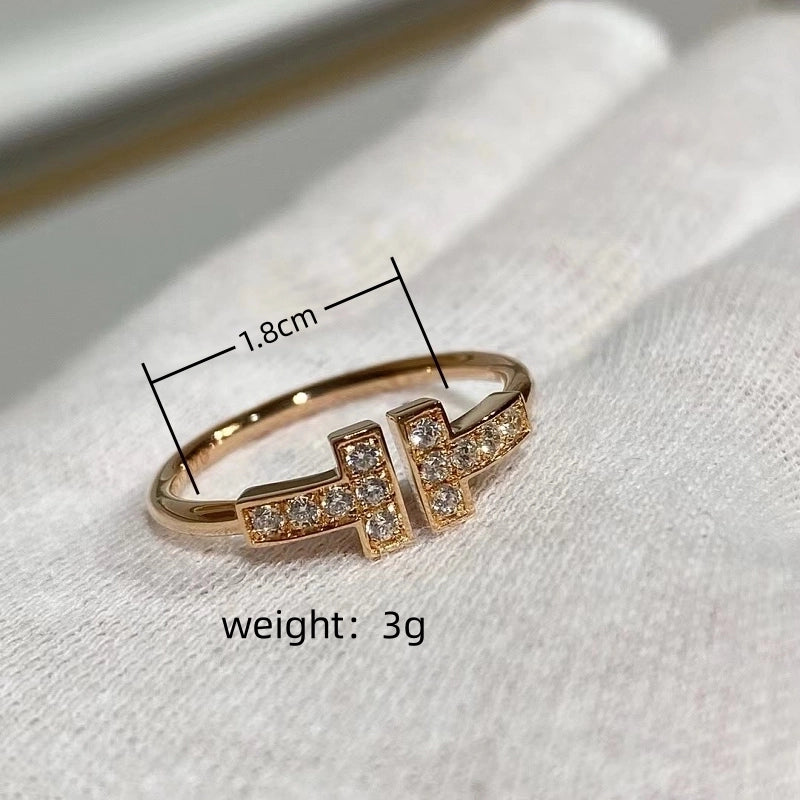 Copper 18K Gold Plated Rose Gold Plated White Gold Plated Inlay Geometric Zircon Open Rings