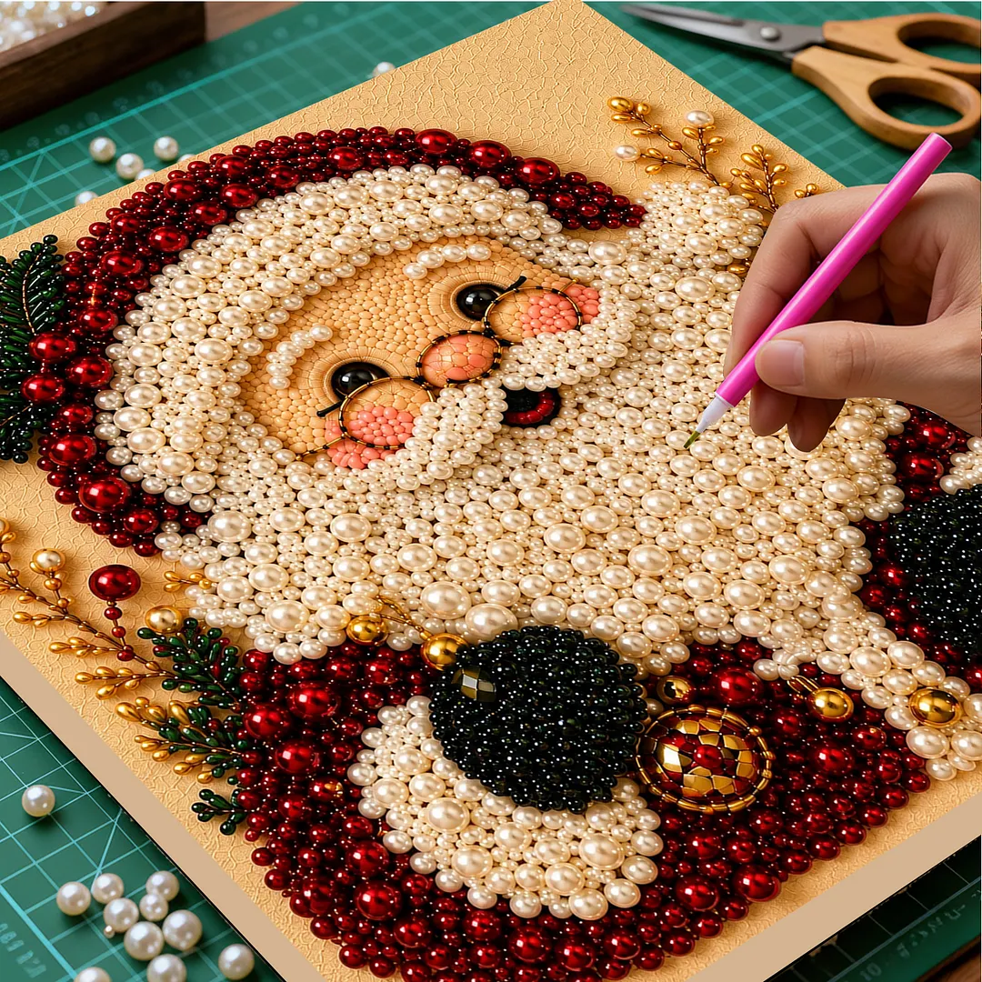 Pearl Painting Kit for Adults Framed Christmas Santa