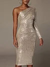 Sequined One-Shoulder Mini Dress