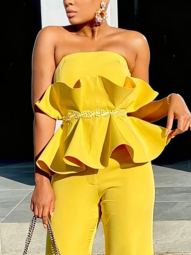Elegant Plain Peplum Strapless Blouse mysite idetrend