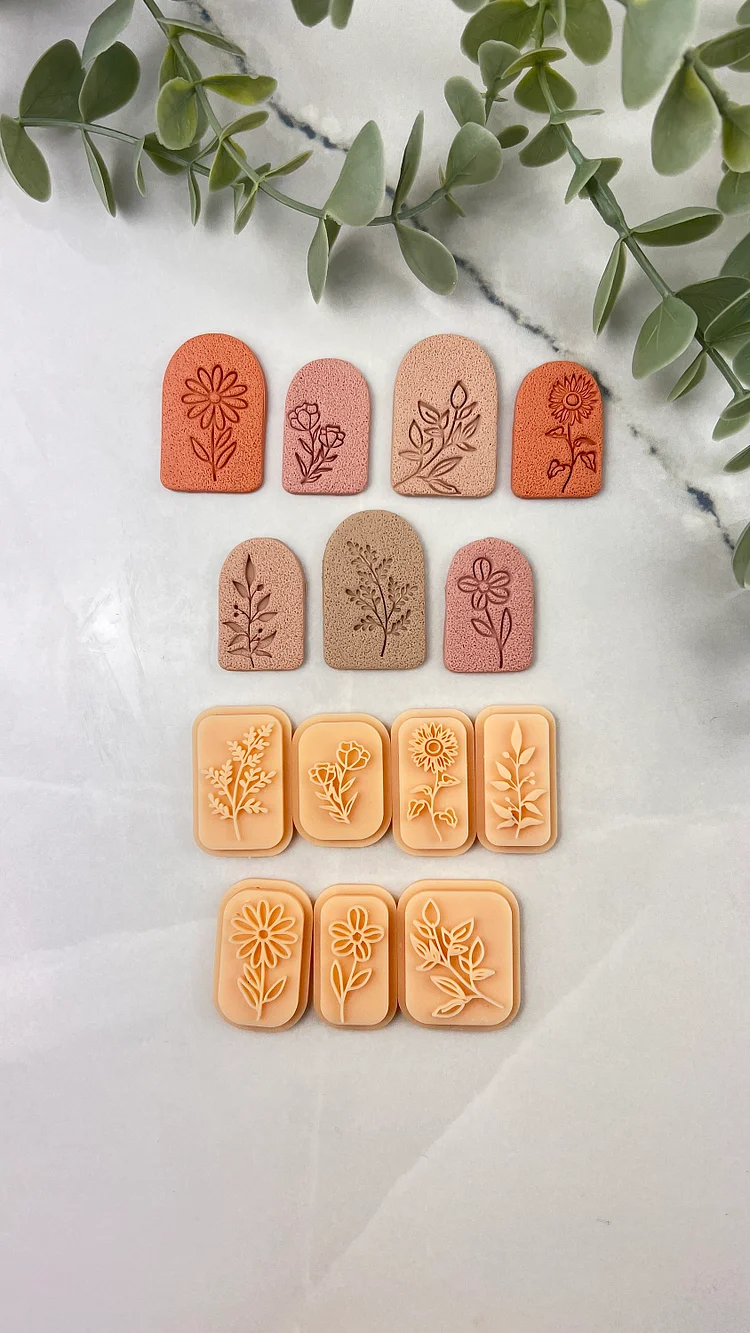 Flower and Botanical Stamps for Polymer Clay Cutters