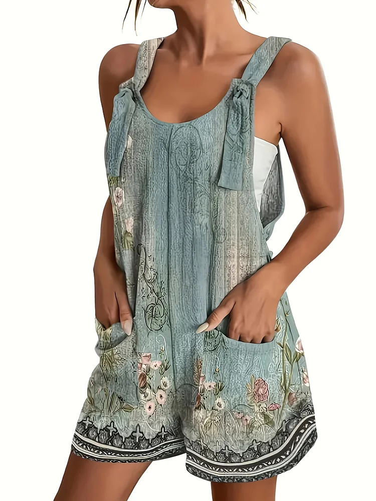 Women's Floral Print Casual Jumpsuit Short