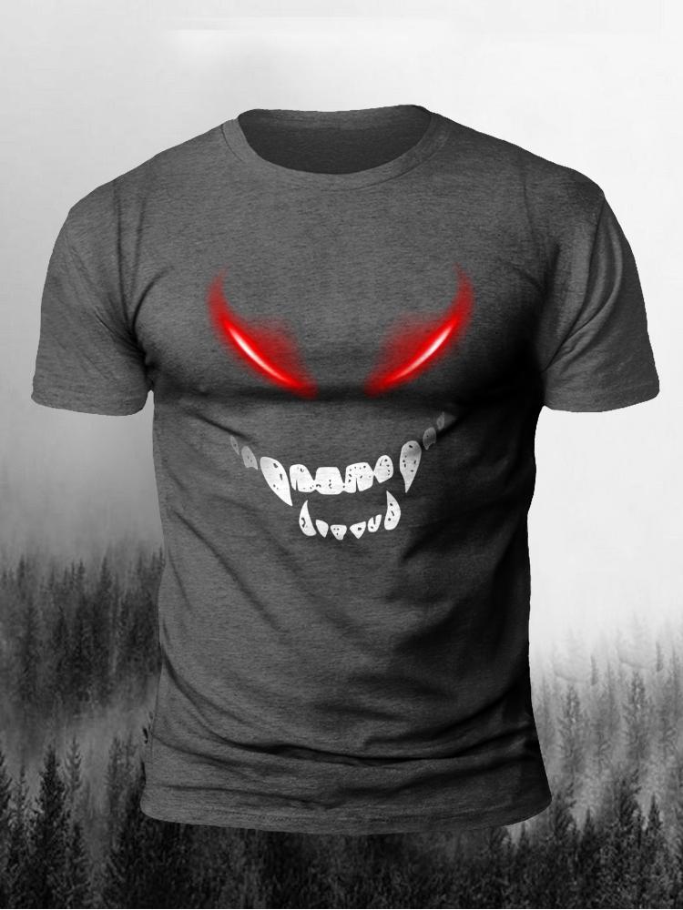 Men's Devil's Smile Print Casual Short Sleeve T-shirt
