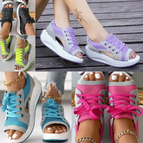 Varianten von orthopädischen Muffin-Sandalen mit Ausschnitt und Schnürung
