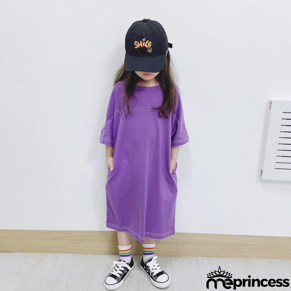 Parent-child Wear Girl Spring Summer Casual Loose Knitting Dress