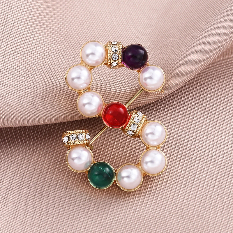 Luxurious Pin Geometric Alloy Inlay Artificial Pearls Rhinestones Women’S Brooches