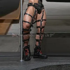 pornhint Pornhint Genuine Leather Full Leg Harness Stylish Latest Design Pant Leather Cosplay BDSM Harness