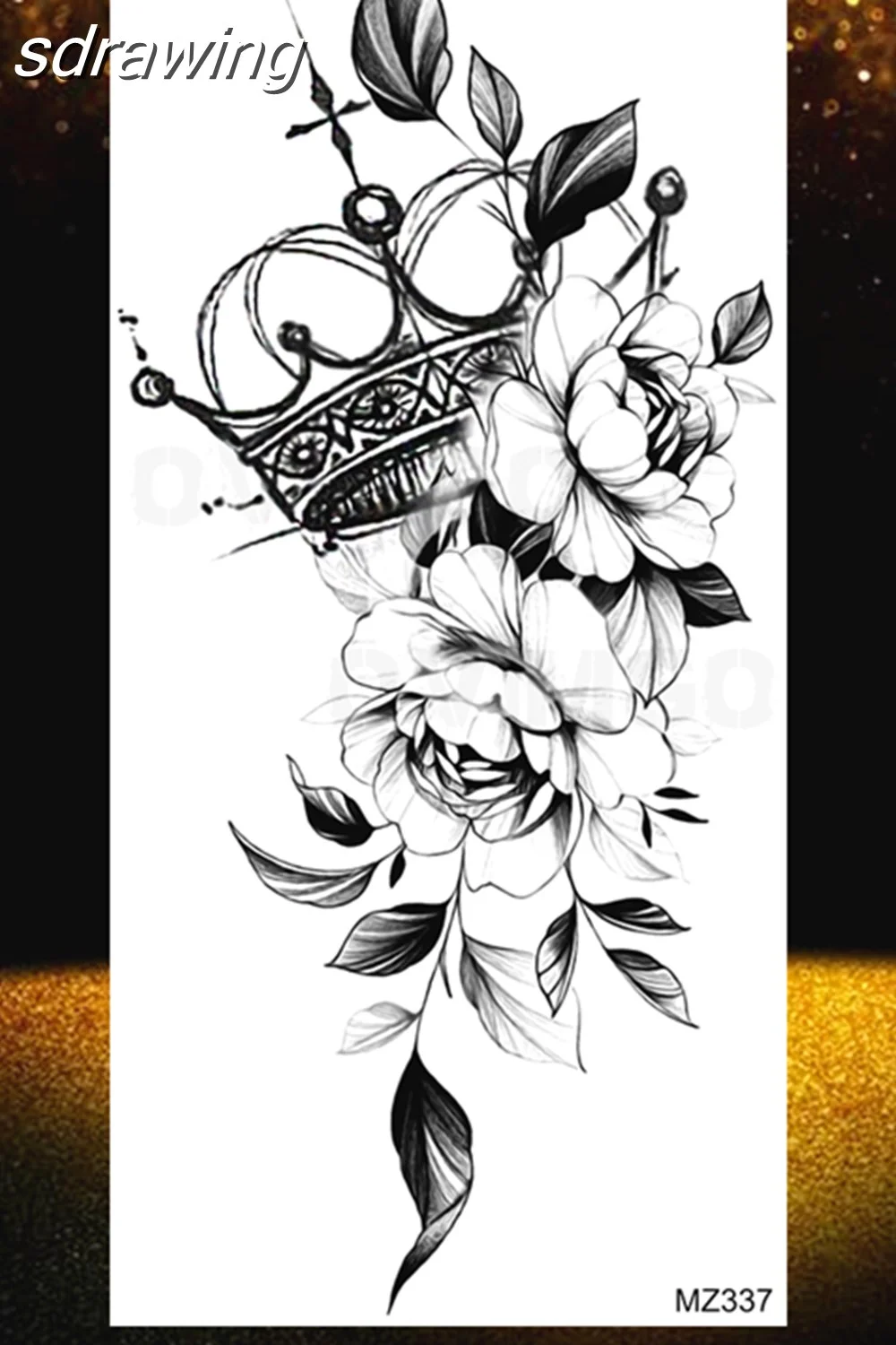  Black Rose Flower Temporary Tattoos Fake Waterproof Tatoo Body Art Arm Leg Floral Peony Bloosom Tattoo Stickers Makeup 928-0
