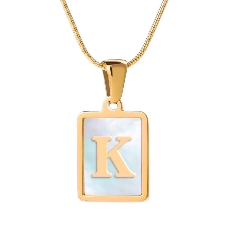Stainless Steel 18K Gold Plated Casual Commute Plating Inlay Letter Shell Pendant Necklace