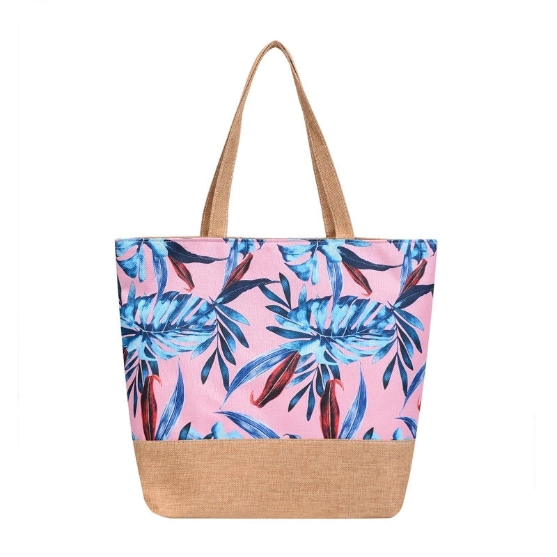 Women’s Large Canvas Tropical Vacation Open Shoulder Bag