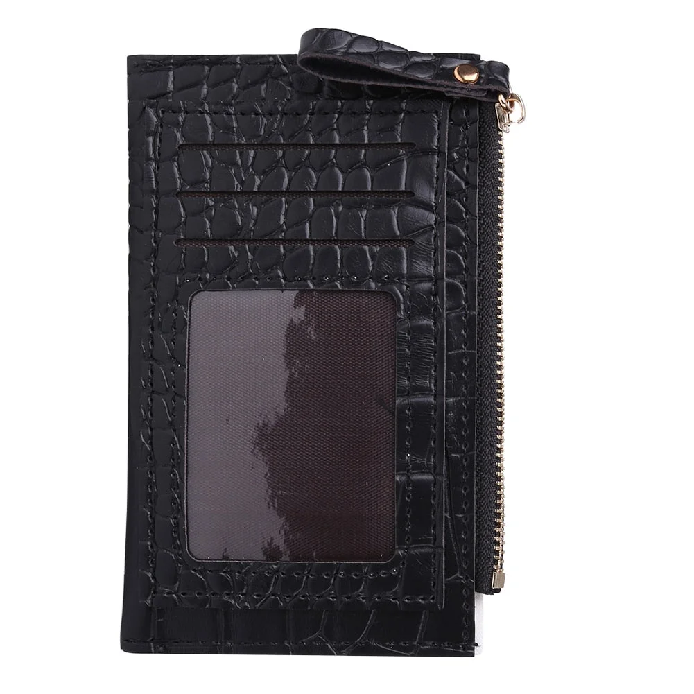 Fashion Women PU Leather Alligator Pattern Bank Shopping ID Card Holder Casual Ladies Contrast Color Wallet Mini Coin Purse