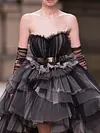 Off-The-Shoulder Split-Joint Mesh Asymmetric Bandeau Maxi Dress