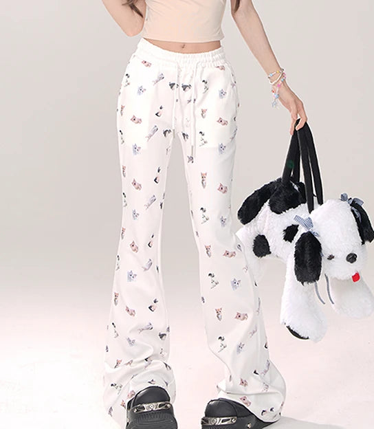 Aiertu Cat print slim casual pants Aiertu