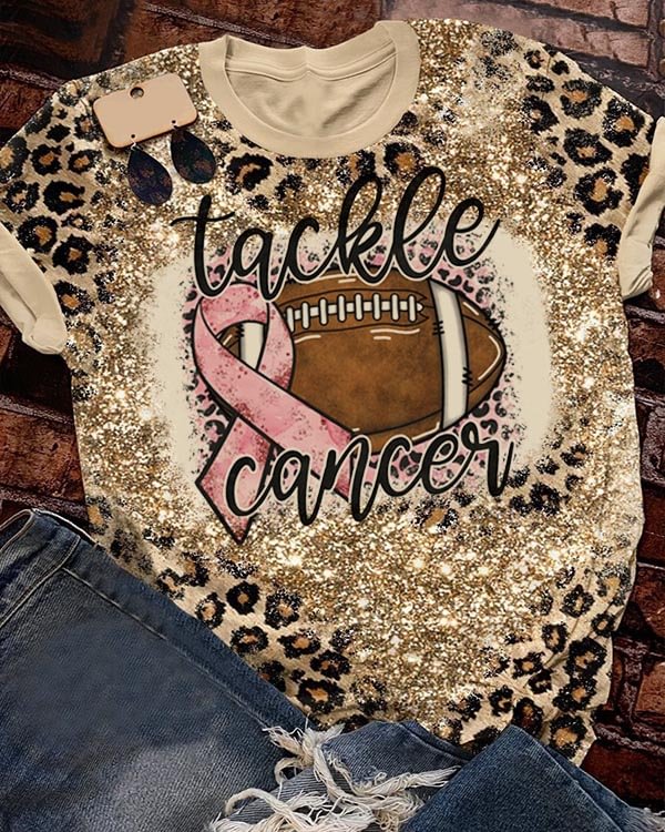 Breast Cancer Awareness Tackles Cancer Football Leopard Top