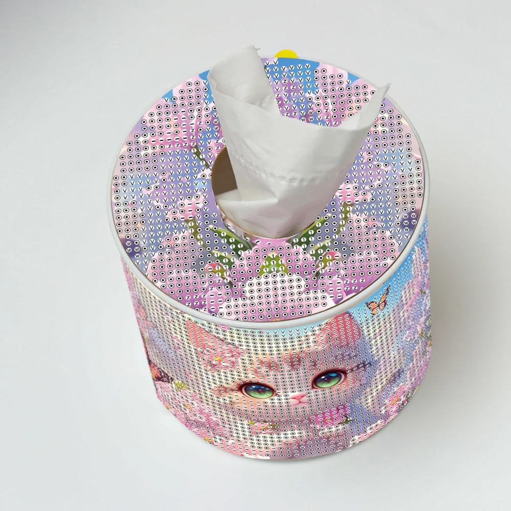 Kitten DIY Diamond Painting Handmade Tissue Holder Rhinestones Decor Tissue Box