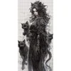 Black Cat Girl-11CT Stamped Cross Stitch 50*100cm/19.69*39.37in(Big Size)
