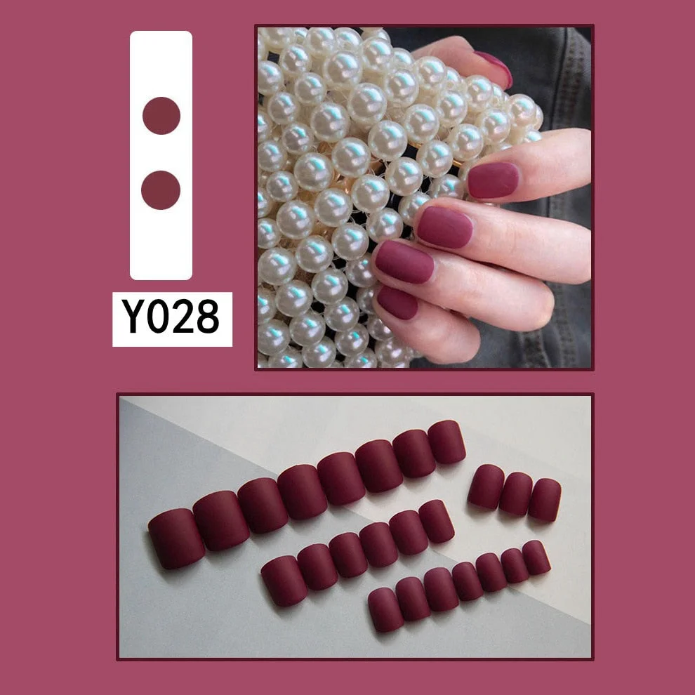 Fashion 24pc/set French Styel Press On False Nail Tips 10 Sizes Fake Nails Full Cover Nail Tips With Nail Adhesive Tab Sticker-Nail Inspo