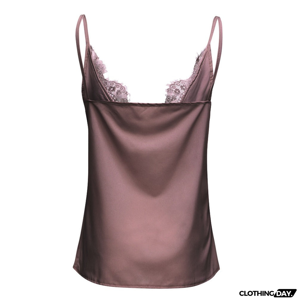 Lace Patchwork Strappy Sleeveless Camis Vest